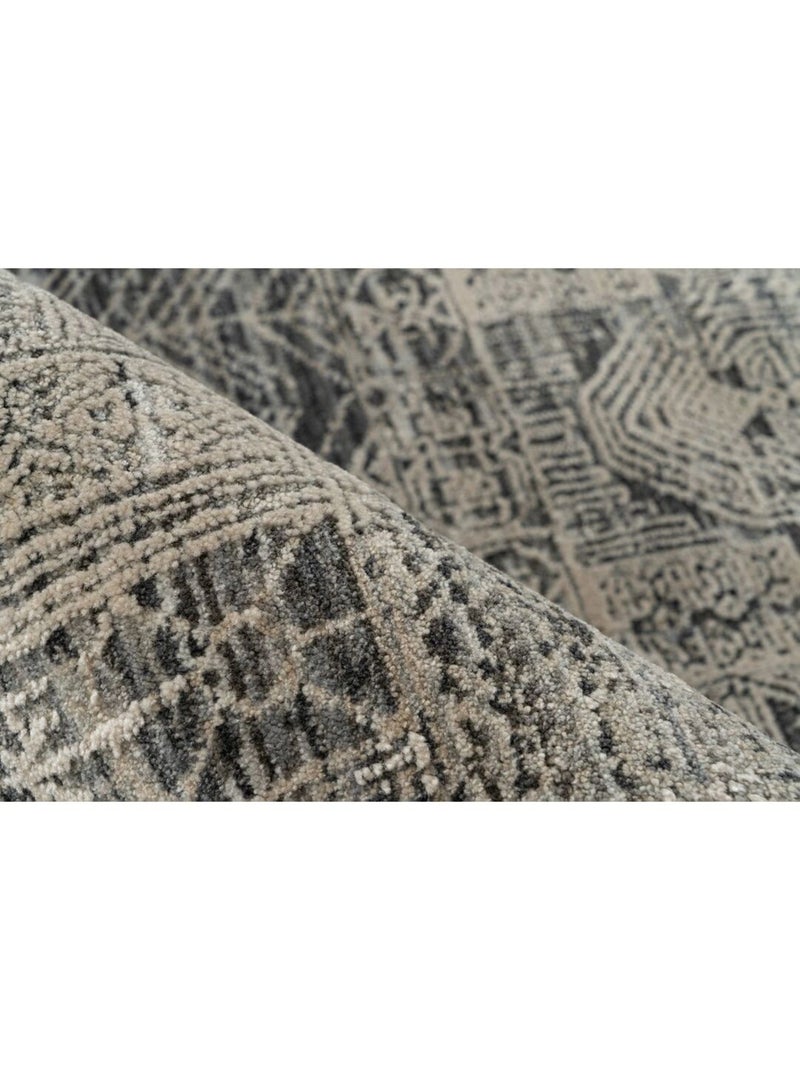 Tapis vintage avec franges rayé Gobi Gris - Kiabi