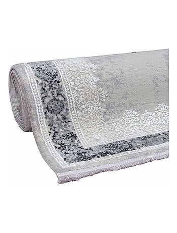 Tapis vintage avec franges rayé poils ras Mara