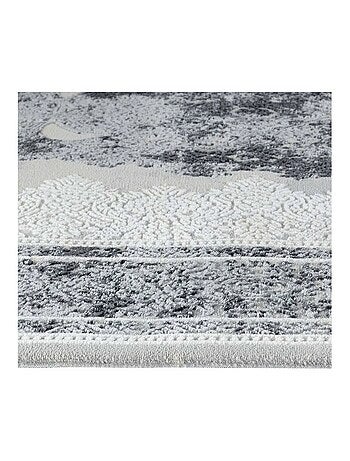 Tapis vintage avec franges rayé poils ras Mara