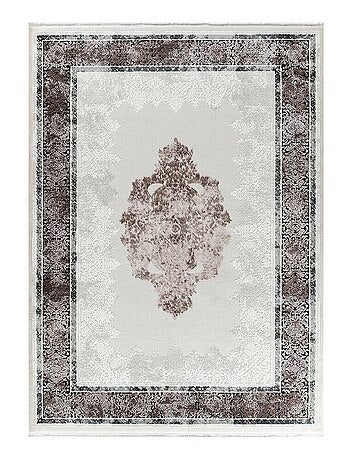 Tapis vintage avec franges rayé poils ras Mara