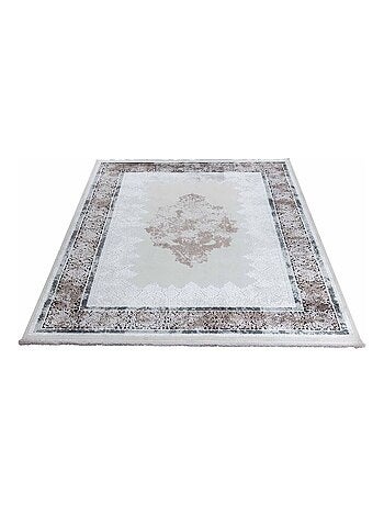 Tapis vintage avec franges rayé poils ras Mara
