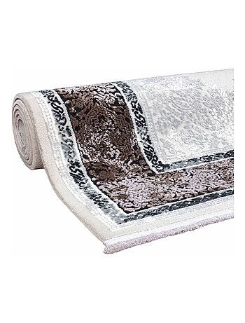 Tapis vintage avec franges rayé poils ras Mara