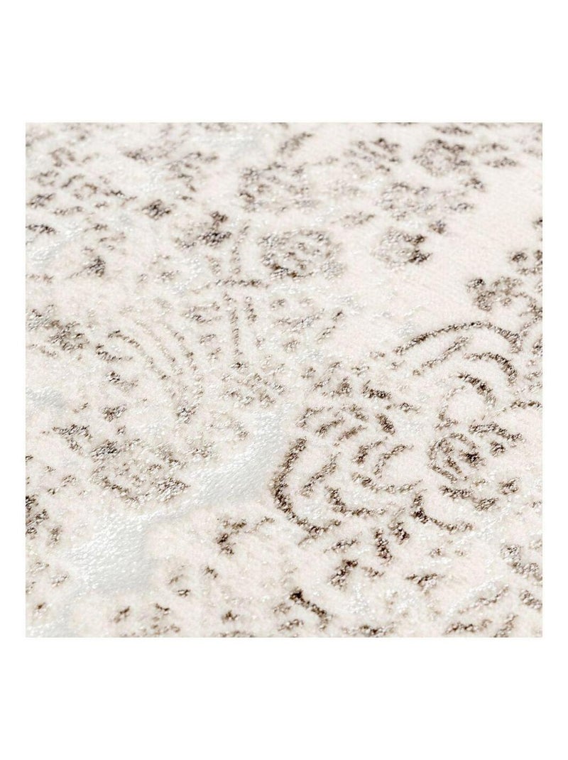 Tapis vintage doux rayé avec franges Keith Beige - Kiabi