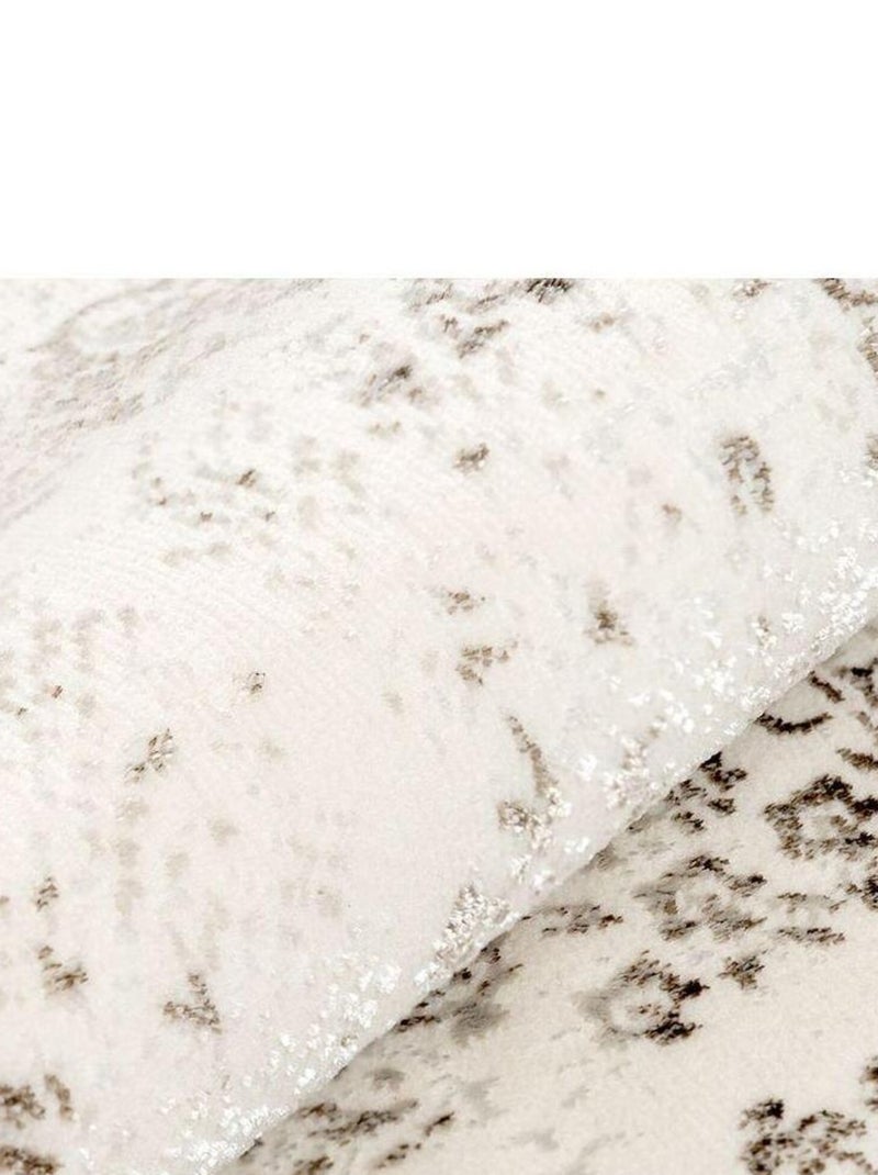 Tapis vintage doux rayé avec franges Keith Beige - Kiabi