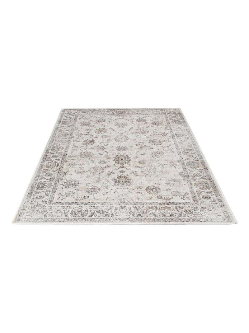 Tapis vintage en viscose effet soie rayé poils ras Jivan Noir Gris anthracite - Kiabi