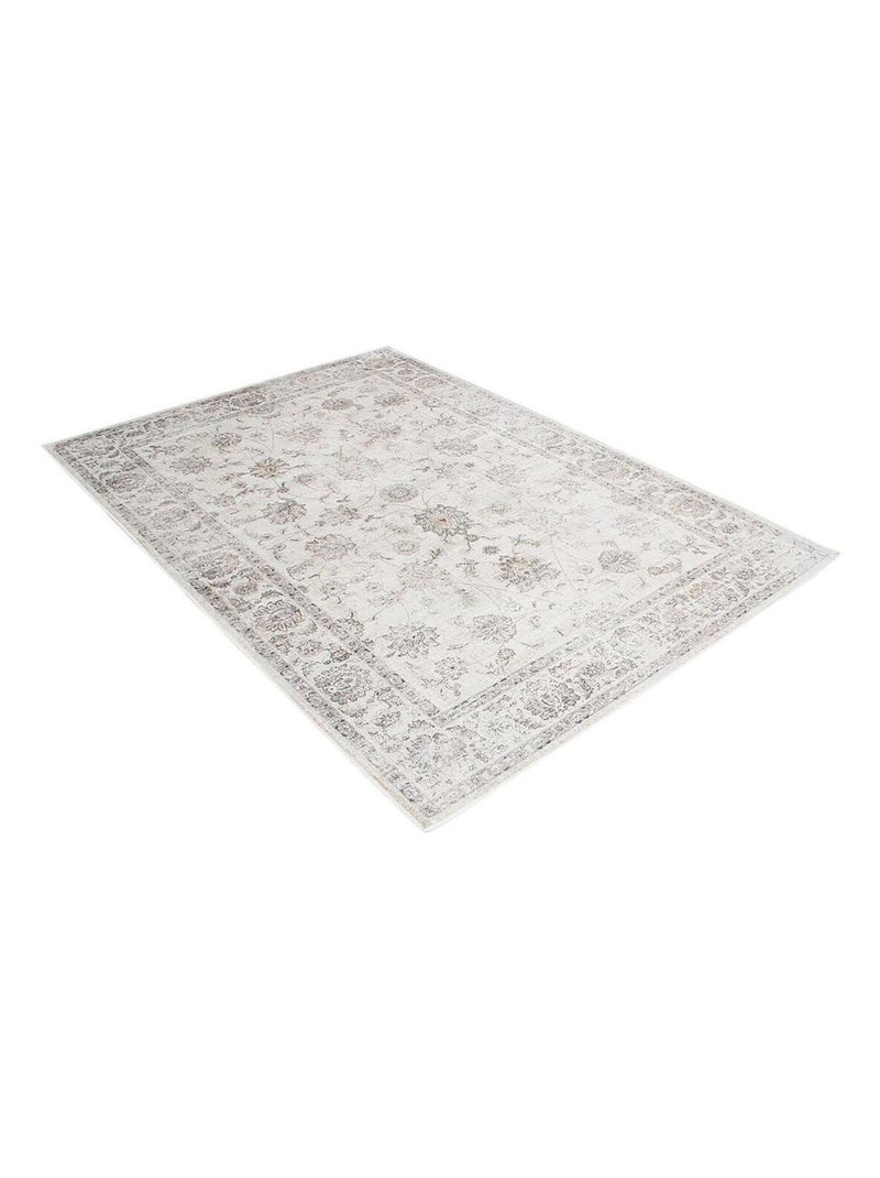 Tapis vintage en viscose effet soie rayé poils ras Jivan Noir Gris anthracite - Kiabi