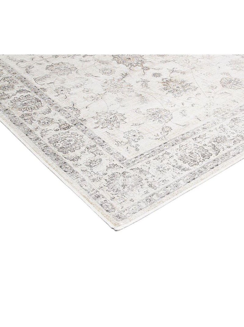 Tapis vintage en viscose effet soie rayé poils ras Jivan Noir Gris anthracite - Kiabi