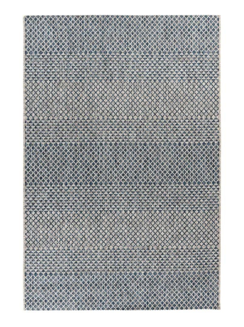 Tapis vintage géométrique en polypropyène Nordica Bleu - Kiabi