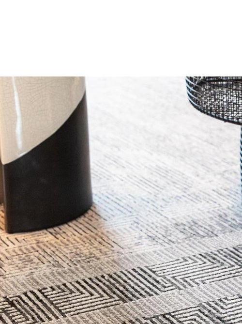 Tapis vintage gris géométrique en viscose Bastien - Kiabi