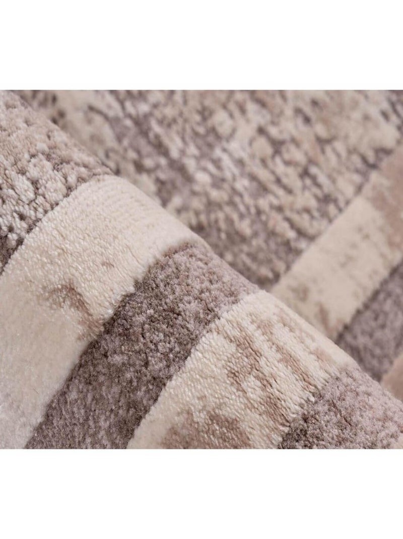 Tapis vintage intérieur pour salon rayé Paris Taupe - Kiabi