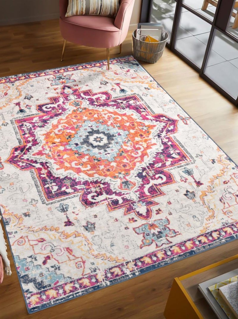 Tapis Vintage Oriental - LYN3 MED 1 Couleurs vives Violet - Kiabi