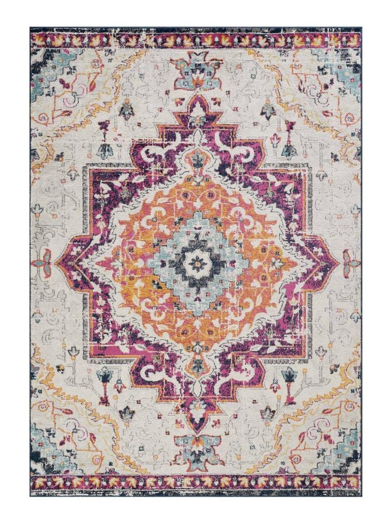 Tapis Vintage Oriental - LYN3 MED Couleurs vives Gris - Kiabi