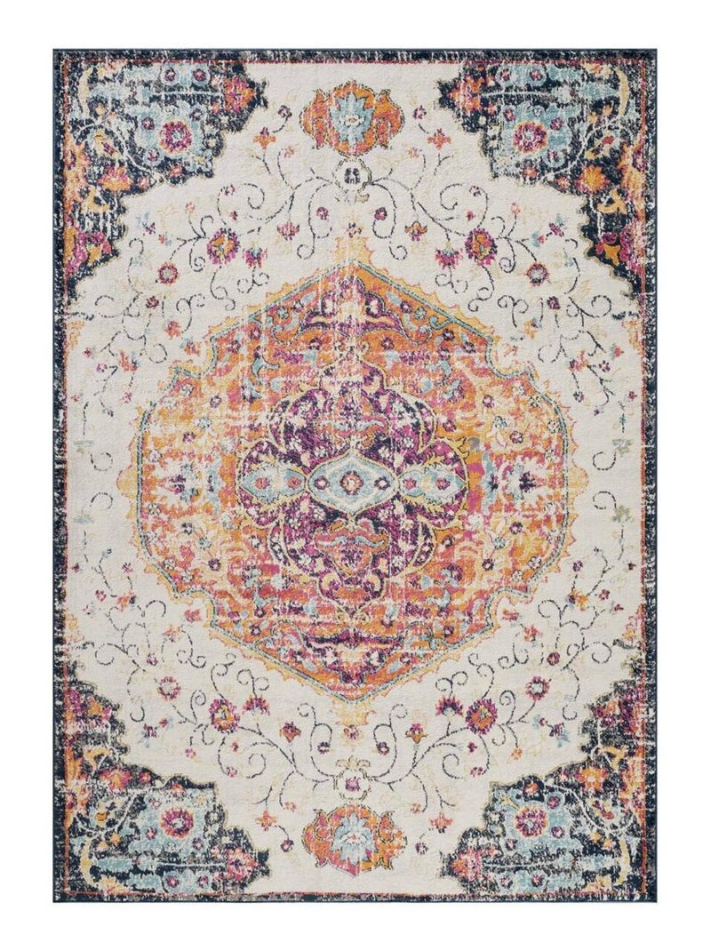 Tapis Vintage Oriental - LYN3 MED Couleurs vives Orange - Kiabi