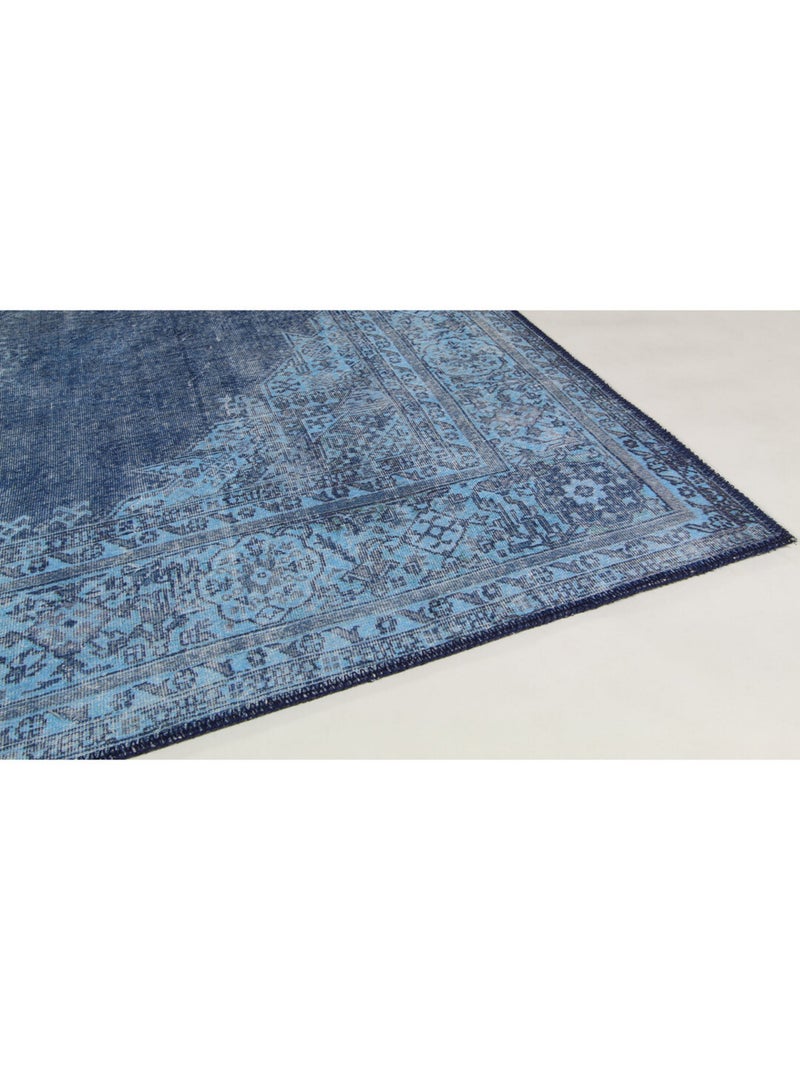 Tapis vintage plat en polyester rayé rectangle Shirak Bleu - Kiabi