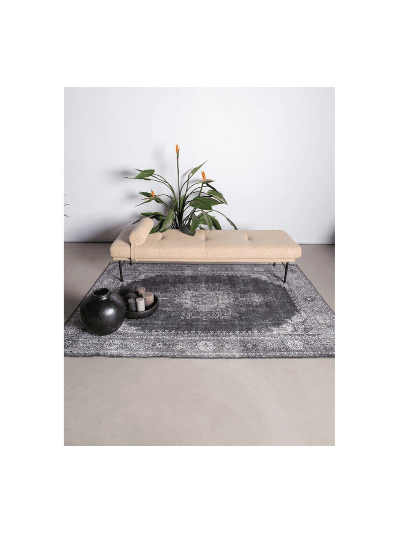 Tapis vintage plat en polyester rayé rectangle Shirak Gris - Kiabi