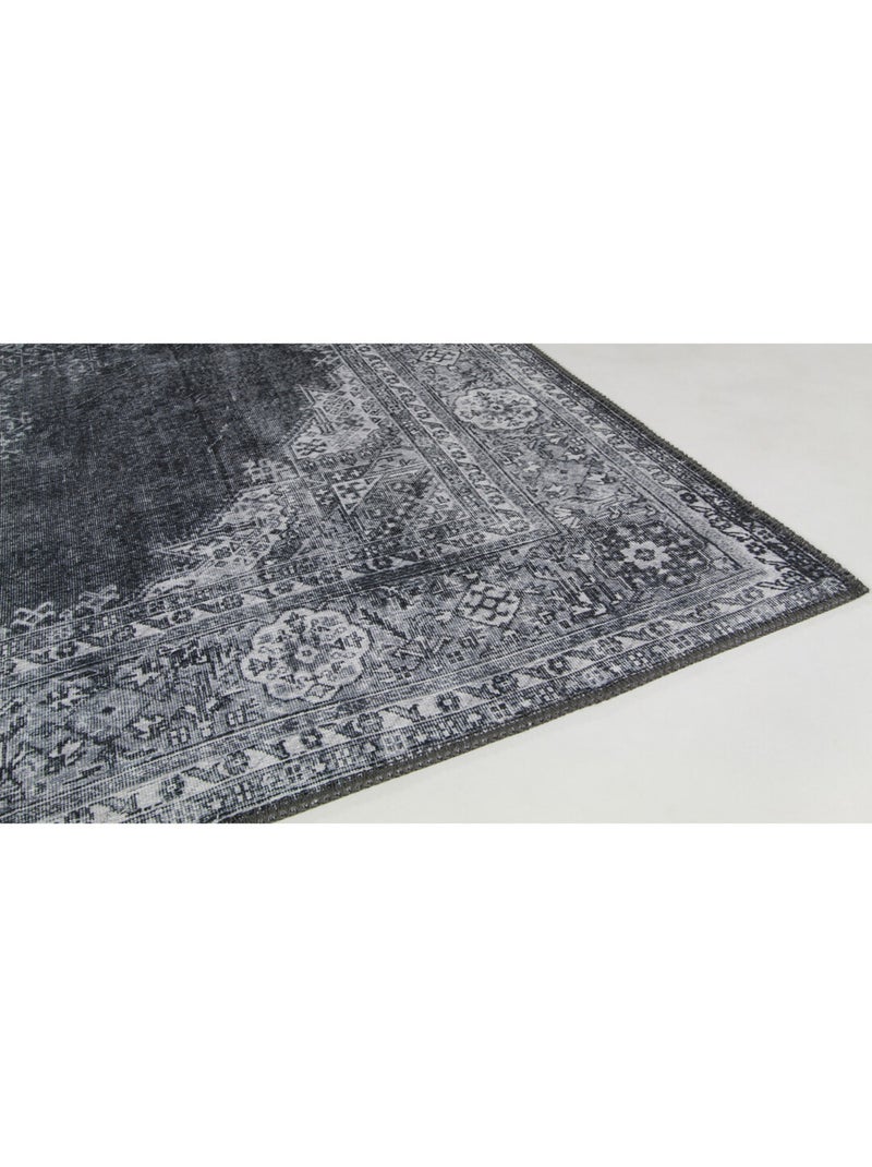 Tapis vintage plat en polyester rayé rectangle Shirak Gris - Kiabi