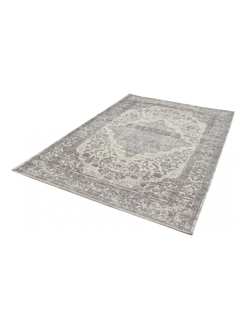 Tapis vintage plat pour salon rayé rectangle Clonmel Gris - Kiabi