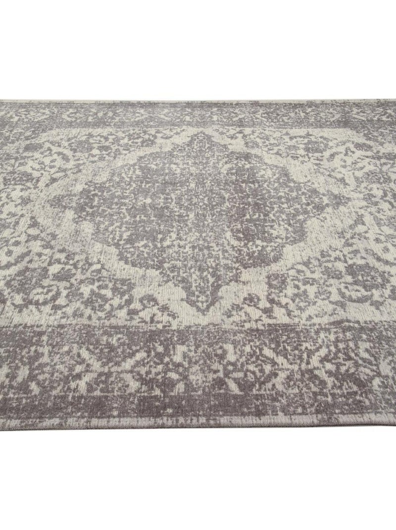 Tapis vintage plat pour salon rayé rectangle Clonmel Gris - Kiabi