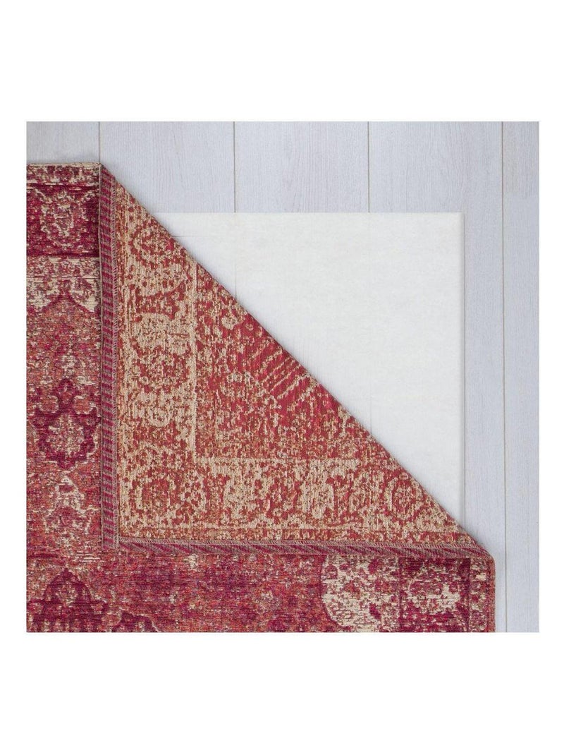 Tapis vintage plat rayé rectangle Antique Traditional Noir Rose - Kiabi