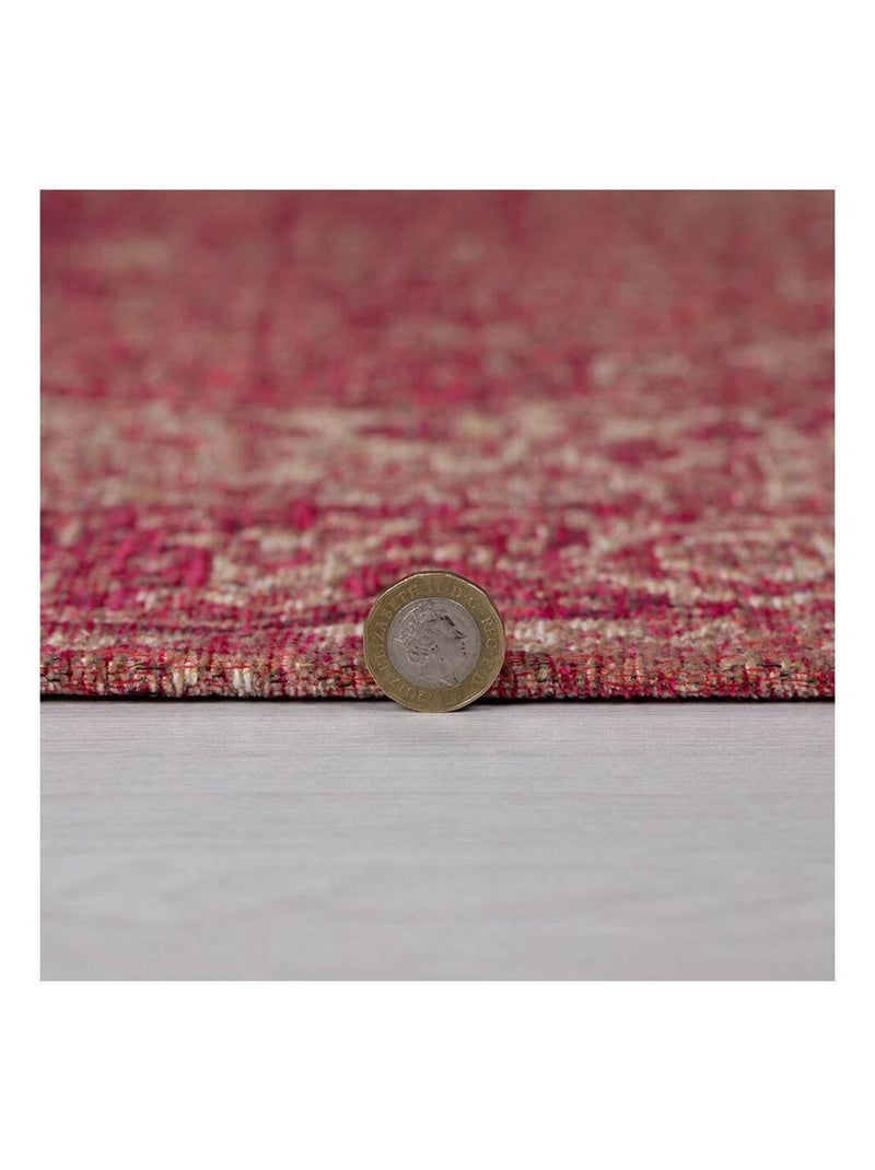 Tapis vintage plat rayé rectangle Antique Traditional Noir Rose - Kiabi