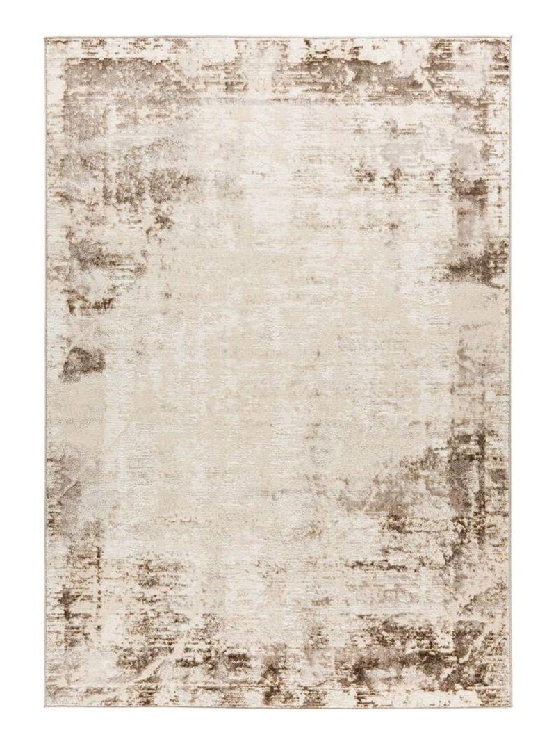 Tapis vintage poils ras effet 3D rayé Solna Taupe - Kiabi