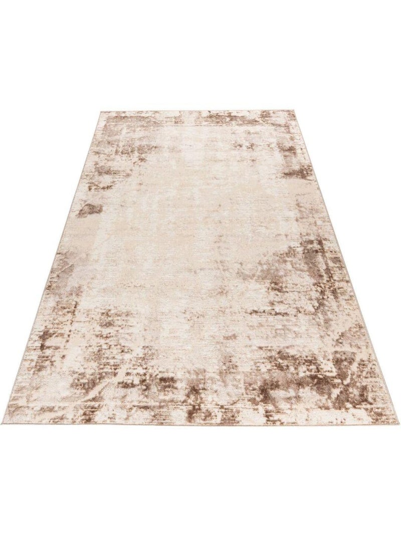 Tapis vintage poils ras effet 3D rayé Solna Taupe - Kiabi