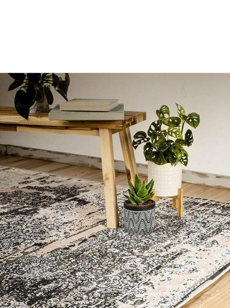 Tapis vintage rayé lavable en machine Noora Beige - Kiabi