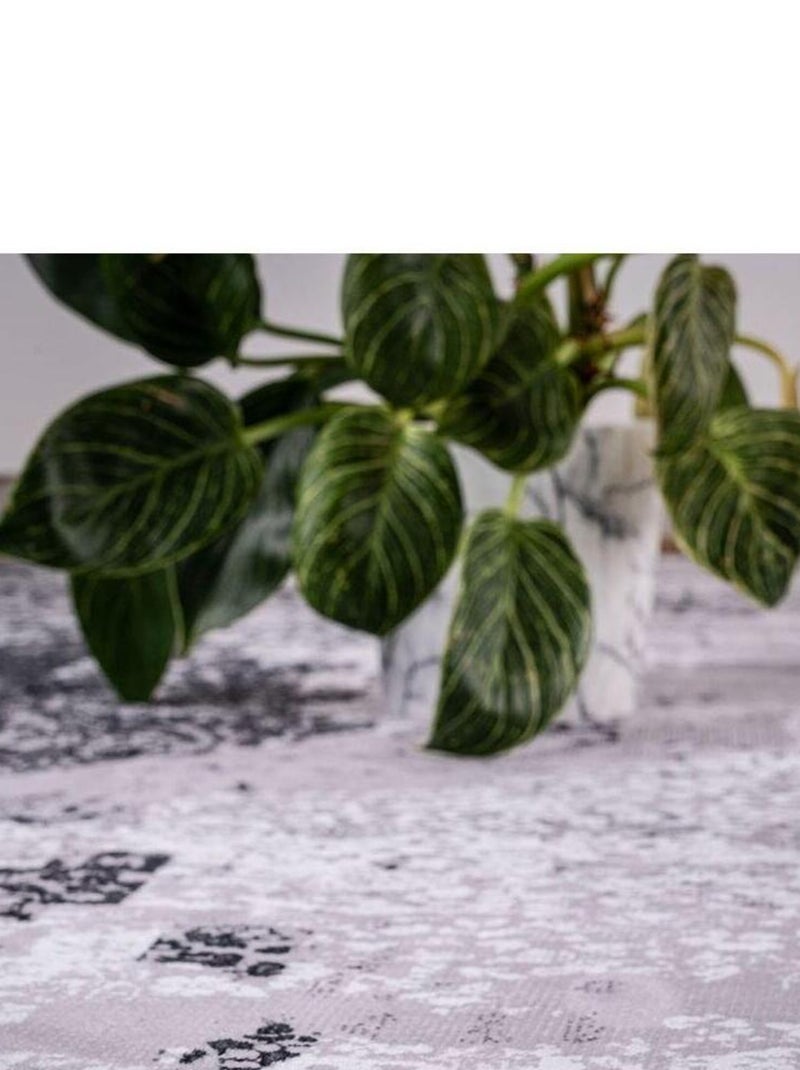 Tapis vintage rayé lavable en machine Noora Gris - Kiabi