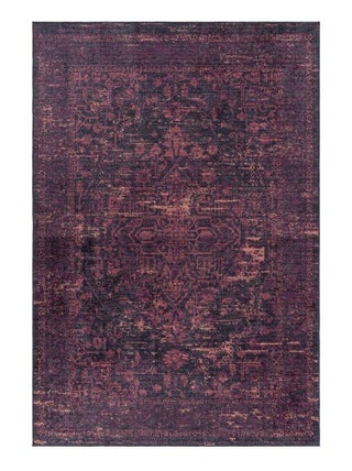 Tapis vintage rayé lavable en machine rouge Casa
