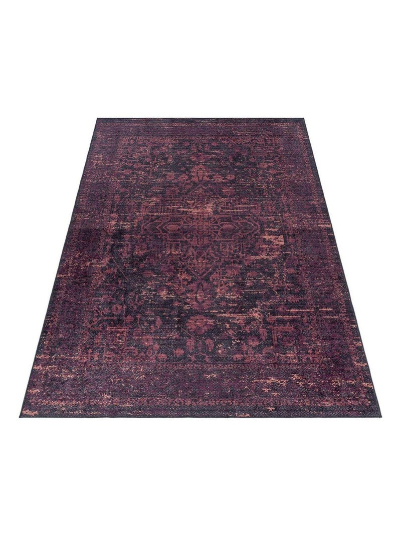 Tapis vintage rayé lavable en machine rouge Casa Rouge - Kiabi