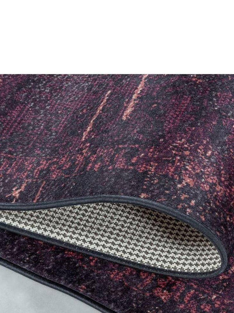 Tapis vintage rayé lavable en machine rouge Casa Rouge - Kiabi