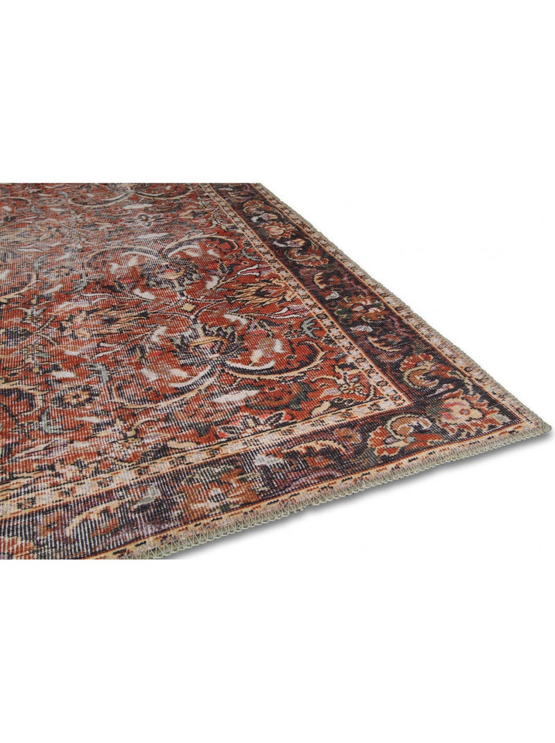 Tapis vintage rayé plat intérieur rectangle Urmia Orange - Kiabi