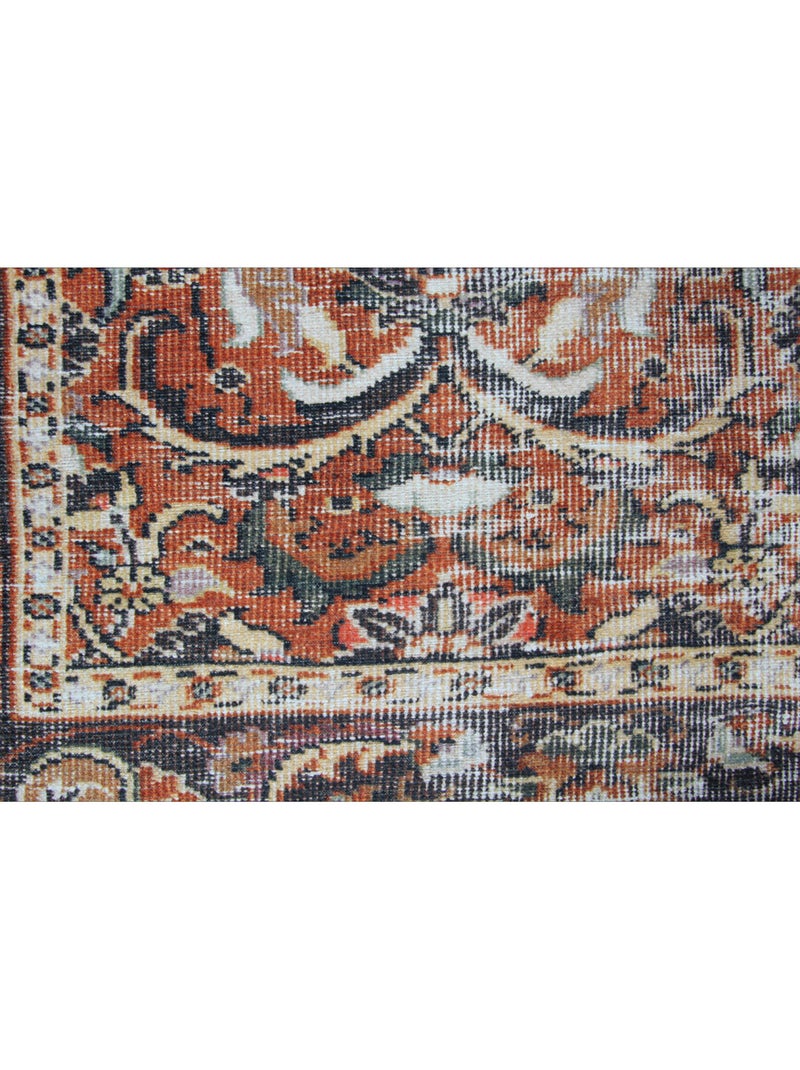 Tapis vintage rayé plat intérieur rectangle Urmia Orange - Kiabi