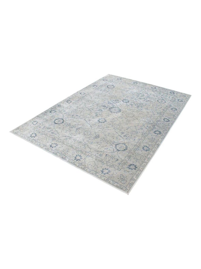 Tapis vintage rayé viscose effet soie Bosse Bleu - Kiabi