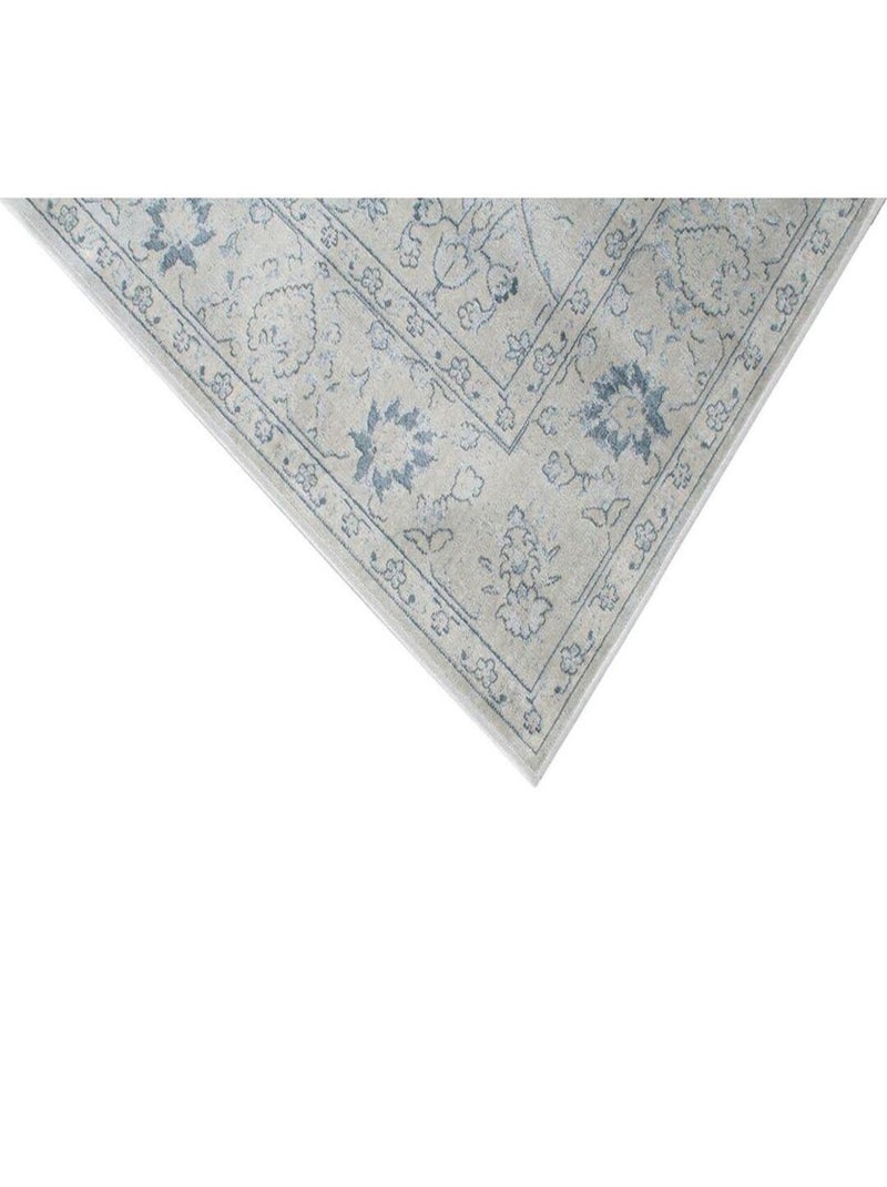 Tapis vintage rayé viscose effet soie Bosse Bleu - Kiabi
