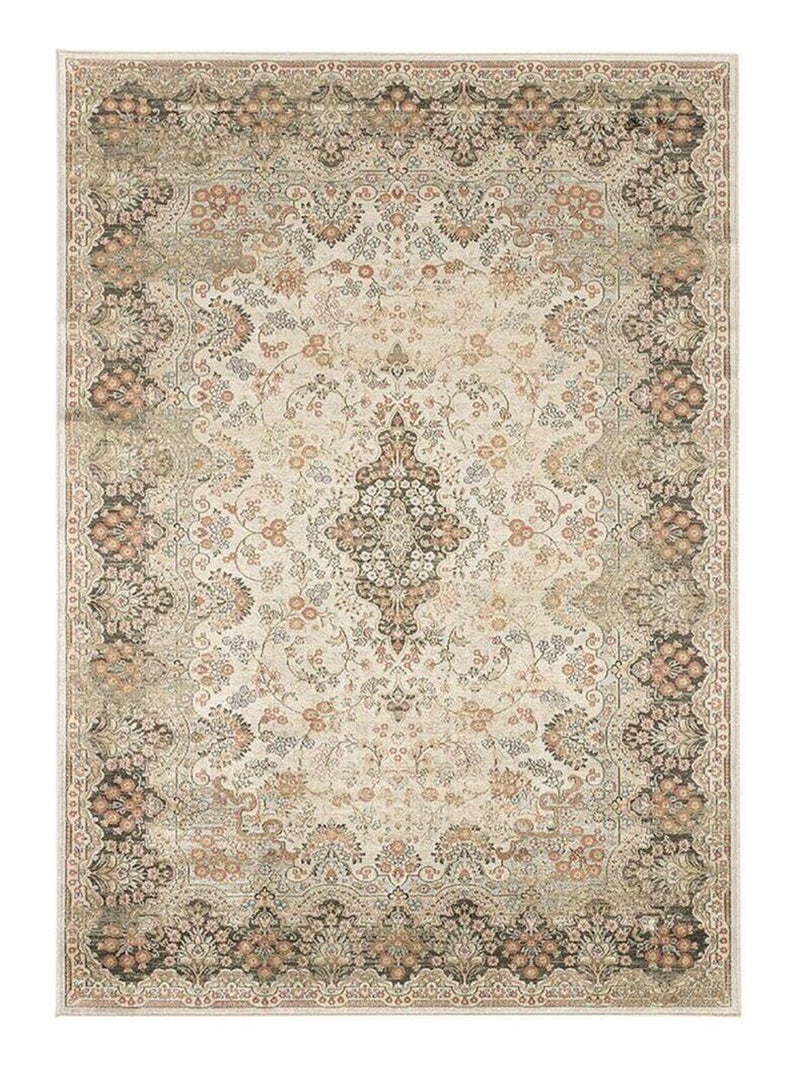 Tapis viscose courtes mèches vintage rayé Chiraz Taupe - Kiabi