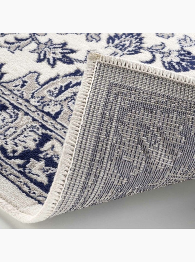 Tapis viscose tissée cherine - Motif oriental Bleu - Kiabi