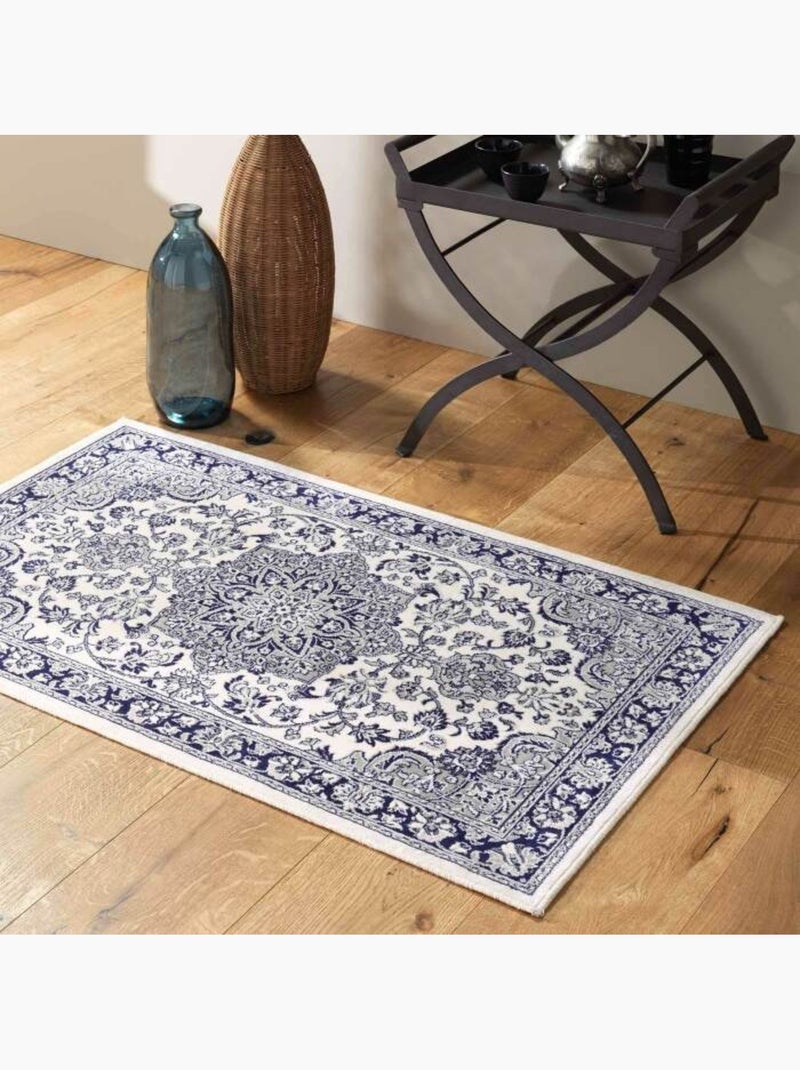 Tapis viscose tissée cherine - Motif oriental Bleu - Kiabi