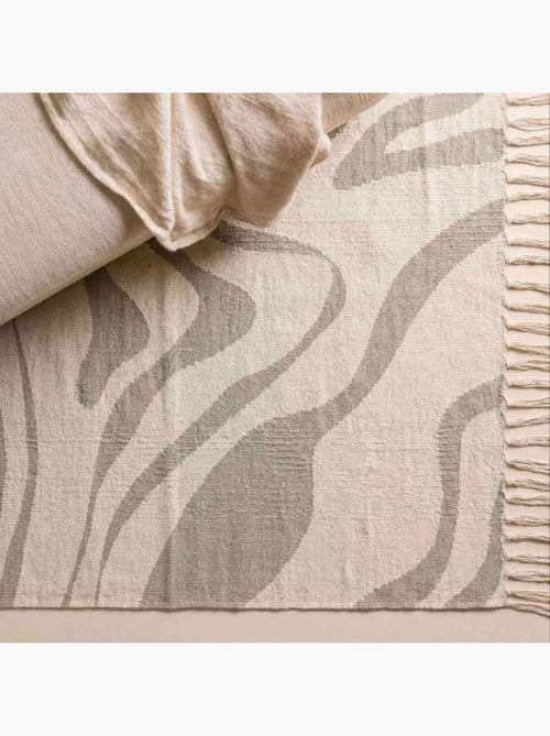 Tapis zébré à franges beige et marron 60x90cm - Kiabi