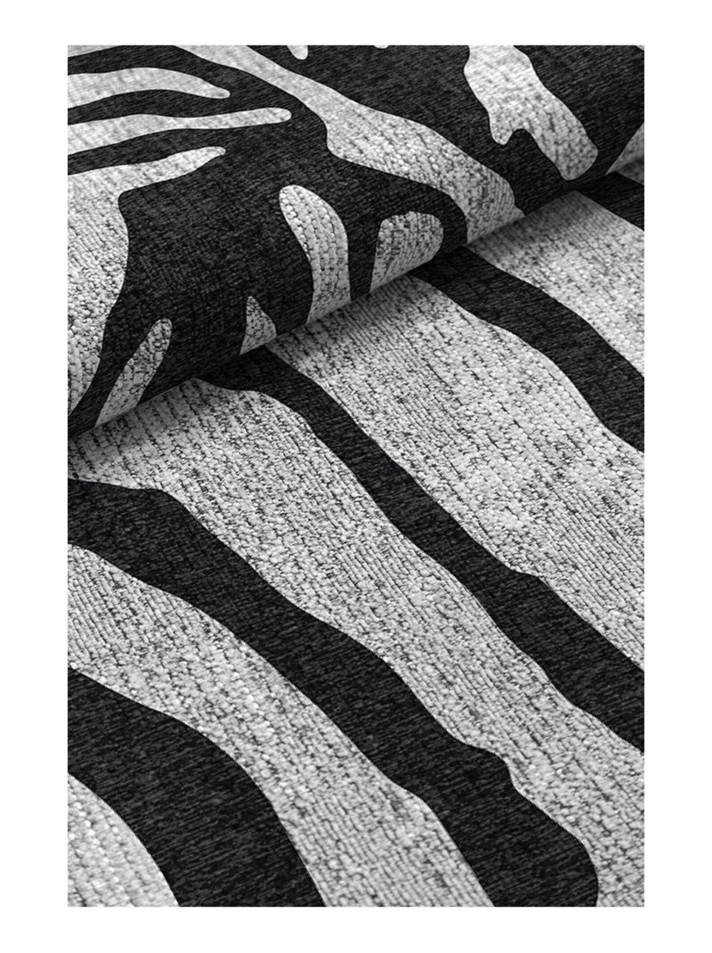 Tapis zébré noir et blanc plat ethnique en coton Yaunde Noir - Kiabi