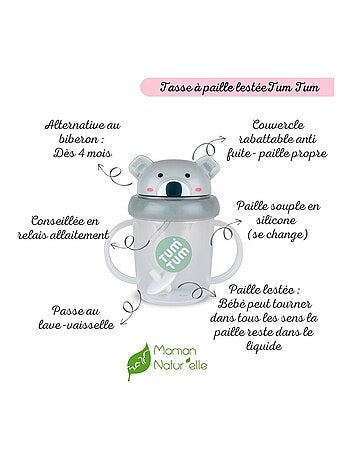 Tasse anti fuite + paille lestée Koala - V3