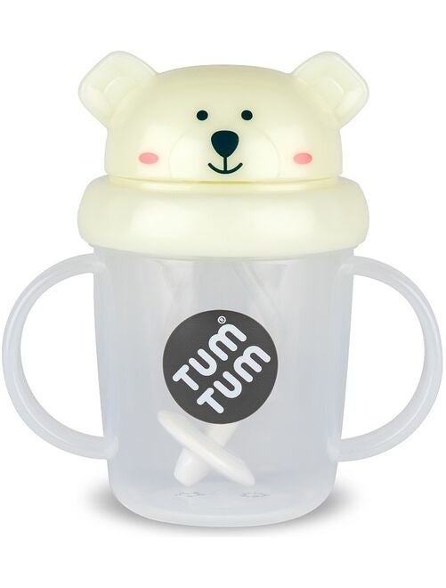 Tasse anti fuite + paille lestée Ours Polaire Phosphorescent - Kiabi