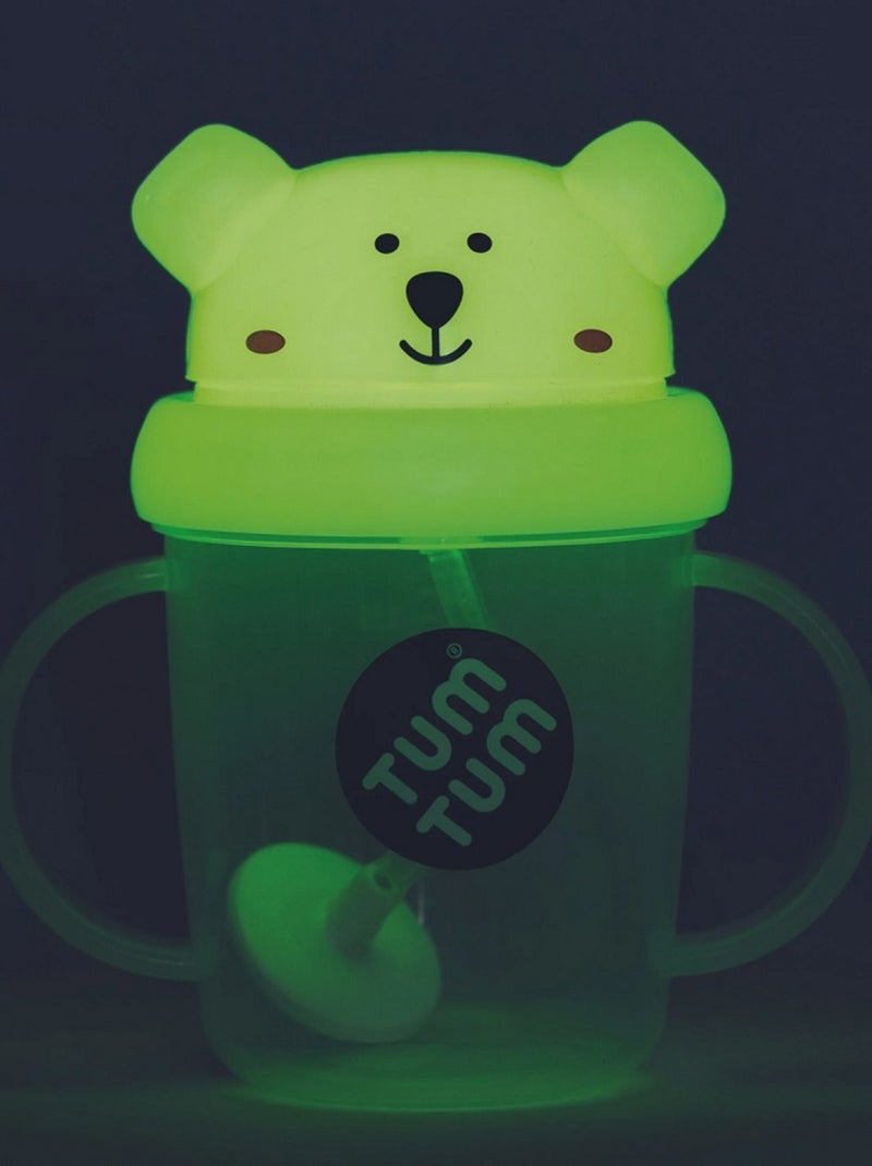 Tasse anti fuite + paille lestée phosphorescent Fluo - Kiabi