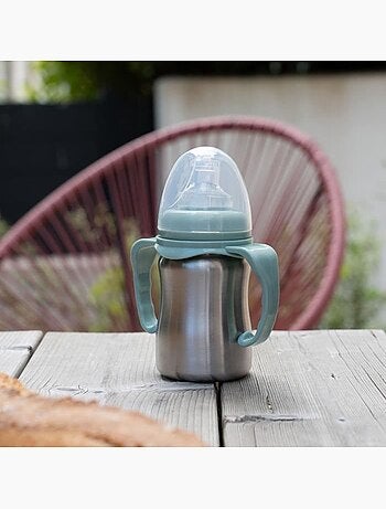 Tasse d'apprentissage - thermobaby - inox - 180 ml - vert cactus - ergonomique et anti-fuites