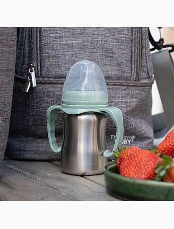 Tasse d'apprentissage - thermobaby - inox - 180 ml - vert cactus - ergonomique et anti-fuites