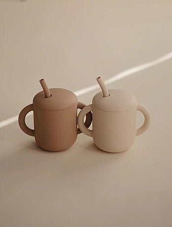 Tasse d'apprentissage avec paille en silicone