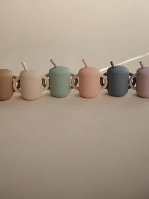 Tasse d'apprentissage avec paille en silicone - Kiabi