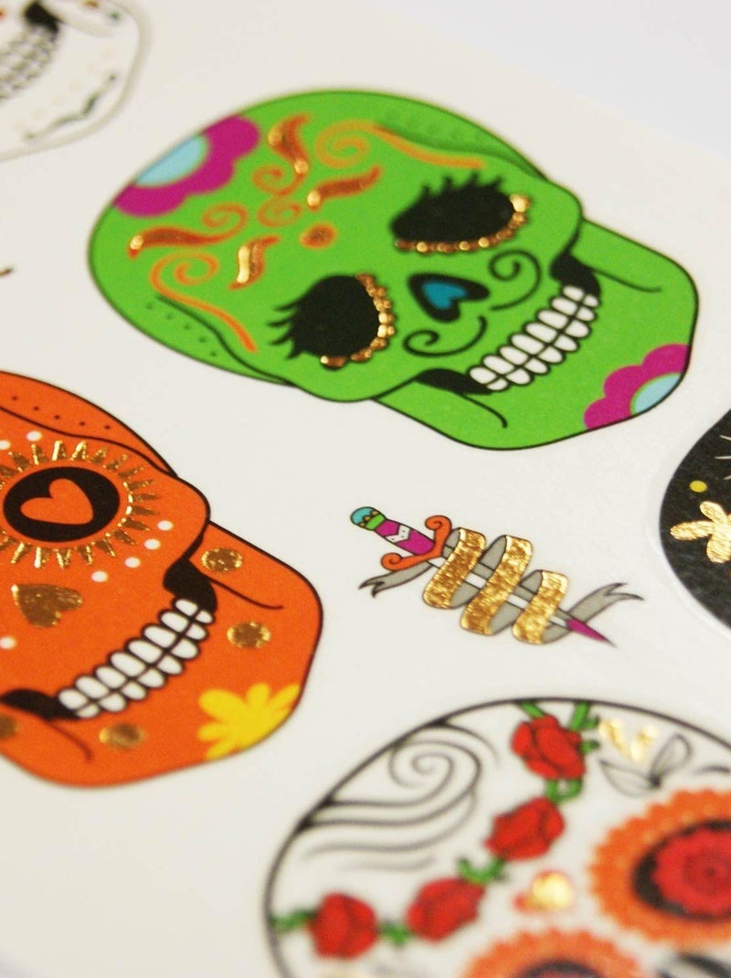 Tatouages temporaires - Calaveras Halloween - Global Gift Multicolore - Kiabi