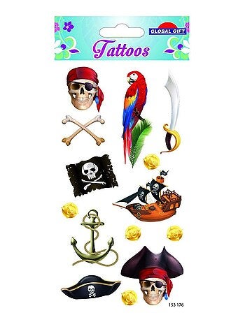 Tatouages temporaires - Pirates - Couleurs - Global Gift