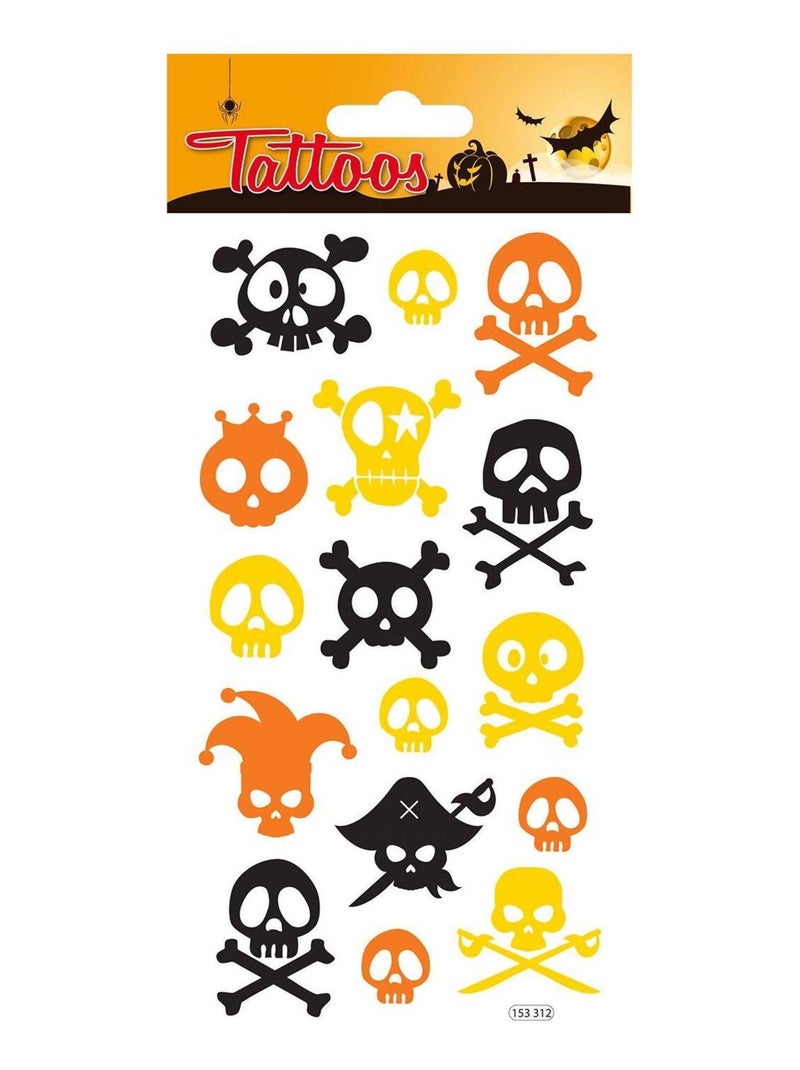 Tatouages temporaires - Tête de mort Halloween - Global Gift Multicolore - Kiabi